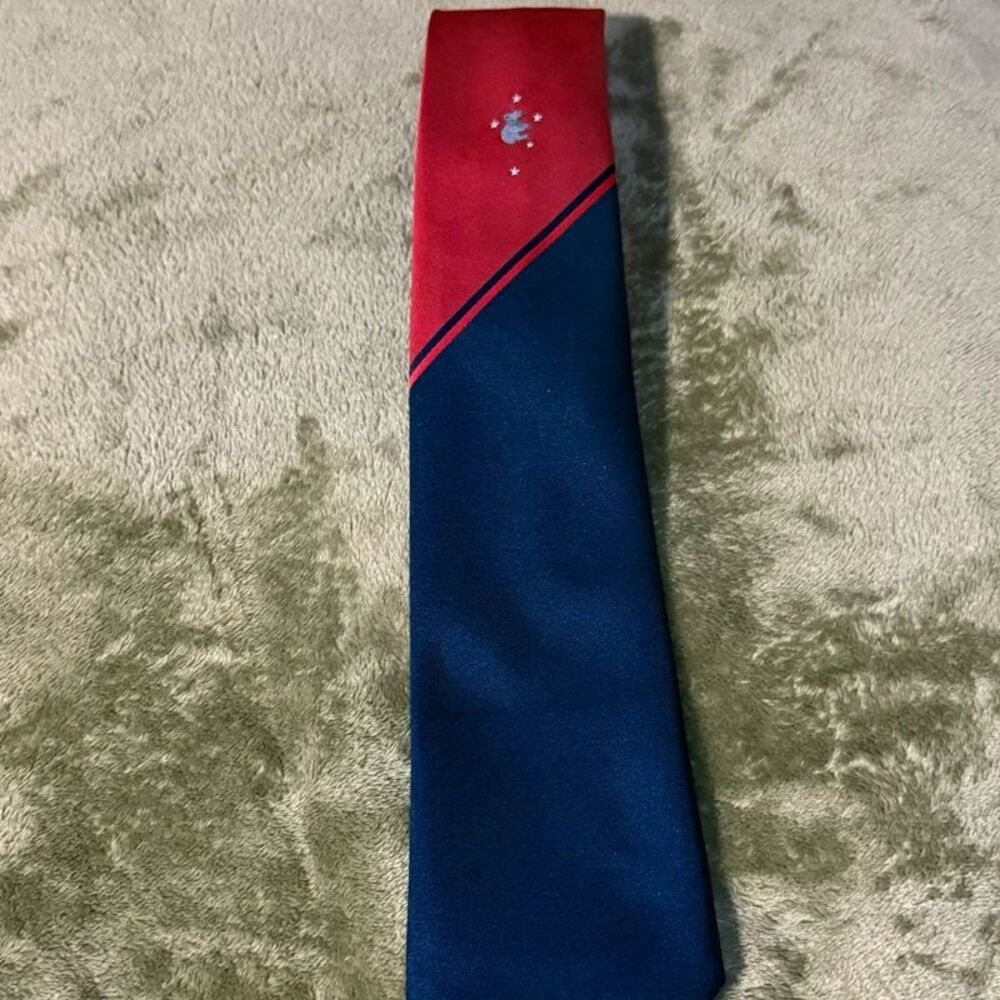 VTG 80s Australia Koala Necktie Red Navy Preppy Collegiate Made in Australia